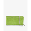 Amina Muaddi Mini Paloma Crystal-embellished Satin Cross-body Bag In Green / Green