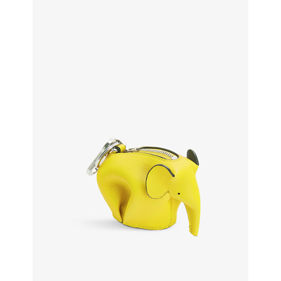 Loewe Elephant Leather Coin Purse Charm In Yellow