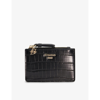 DUNE DUNE WOMEN'S BLACK-SYNTHETIC CROC REC KNOXVILLE CROC-EMBOSSED CHARM-DETAIL FAUX-LEATHER CARD HOLDER,60240188