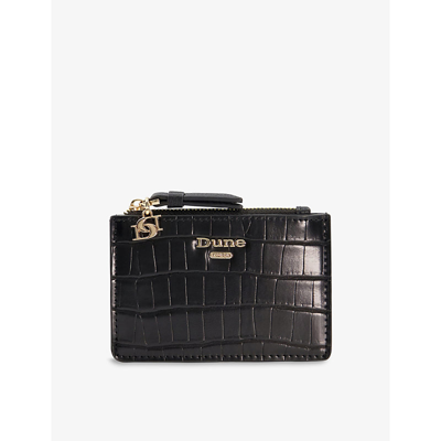 Dune Knoxville Croc-embossed Charm-detail Faux-leather Card Holder In Black-synthetic Croc Rec