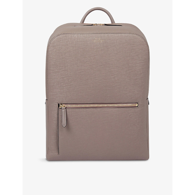 Smythson Panama Zip-around Leather Backpack In Taupe