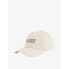Ganni Logo-embroidered Organic-cotton Baseball Cap In Egret