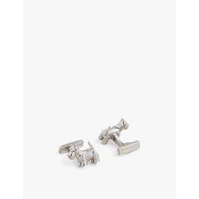 Ted Baker Scottie Dog-shaped Brass Cufflinks And Lapel Pin Set In Silver Color