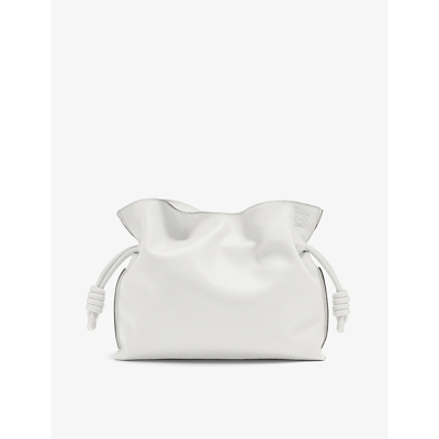 Loewe Flamenco Leather Clutch Bag In Soft White