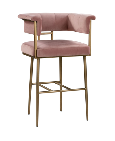 Tov Furniture Astrid Velvet Bar Stool In Pink