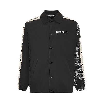 Pre-owned Palm Angels Skull Sleeve Print Coach Shirt Jacket 'white/black'