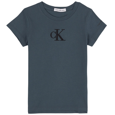 Calvin Klein Jeans Est.1978 Kids' Branded T-shirt Ocean Teal In Blue