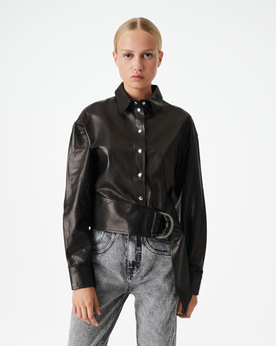 Iro Faiza Belted Leather Shirt In Black