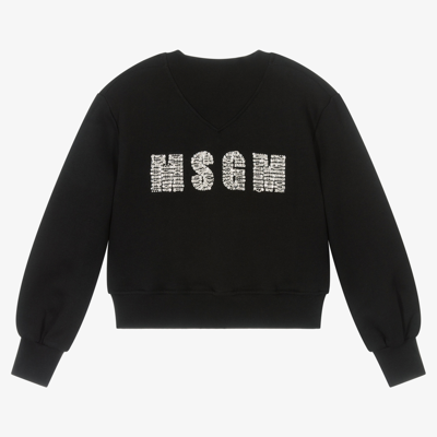 Msgm Kids' Black Sweatshirt For Girl With Logo