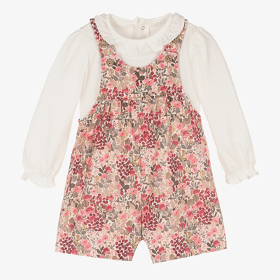Mayoral Babies' Girls Pink Floral Dungaree Set
