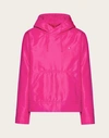 Valentino Nylon Panel And Stud Detail Hoodie In Pink