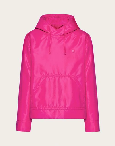 Valentino Nylon Panel And Stud Detail Hoodie In Pink Pp