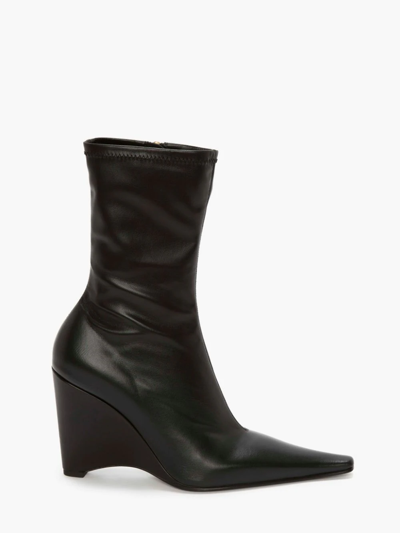 Jw Anderson Wedge Leather Boots In Black