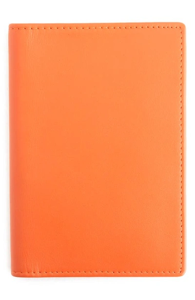 Royce New York Personalized Leather Vaccine Card Holder In Orange - Silver Foil