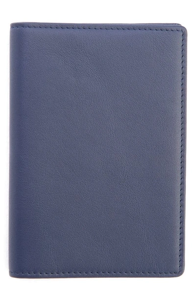 Royce New York Personalized Leather Vaccine Card Holder In Navy Blue - Gold Foil