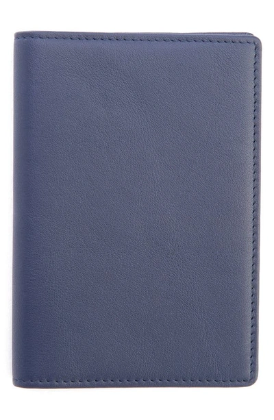 Royce New York Personalized Leather Rfid-blocking Passport Wallet With Vaccine Card Pocket In Navy Blue