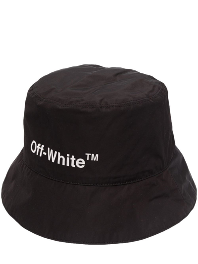 Off-white Helvetica Logo印花渔夫帽 In Black