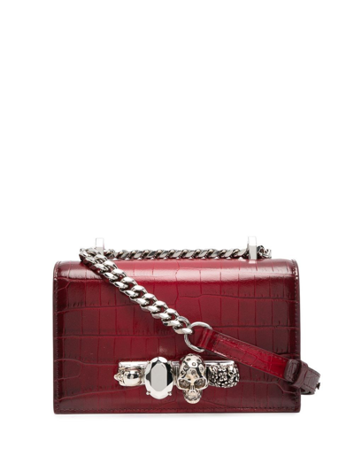 Alexander Mcqueen Jewelled Satchel Mini In Rosso