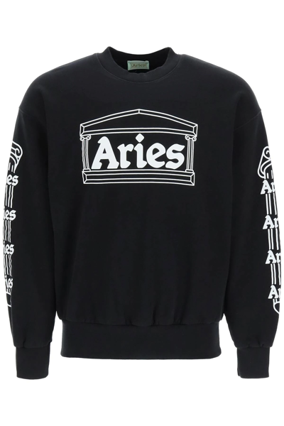 Aries Column-print Cotton-jersey Sweatshirt In Black