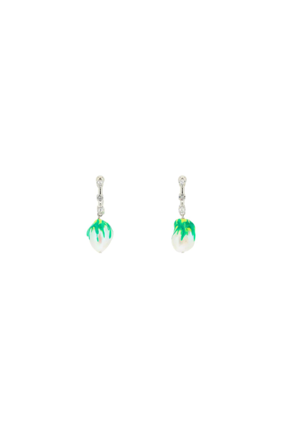 Saf Safu 'jelly Melted' Earrings In Silver,green,white