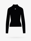 Courrèges Black Ribbed Viscose Blend Turtleneck In Black