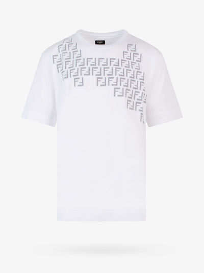 Fendi Ff Logo Crew-neck T-shirt In White