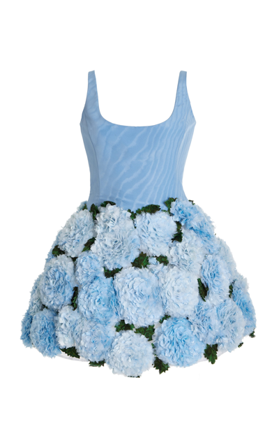 oscar de la renta hydrangea chiffon draped mini dress oscar de la renta hydrangea chiffon draped mini dress Hydrangea Embroidered  Mini Dress