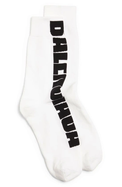 Balenciaga Jacquard-logo Motif Socks In White Black
