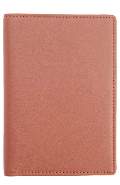Royce New York Personalized Rfid Leather Card Case In Tan- Silver Foil