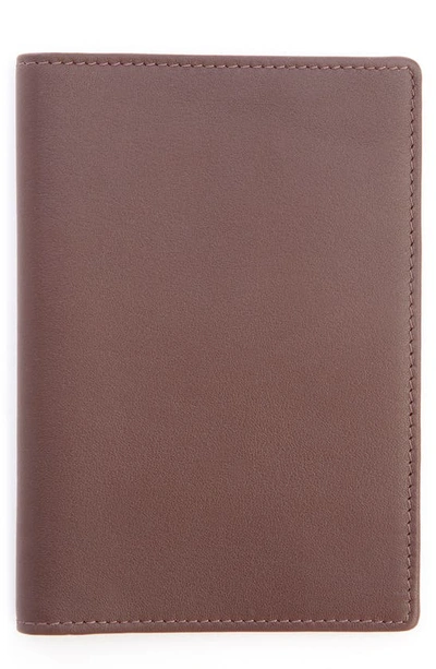 Royce New York Personalized Rfid Leather Card Case In Brown- Silver Foil