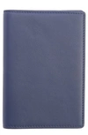 Royce New York Personalized Rfid Leather Card Case In Navy Blue- Silver Foil