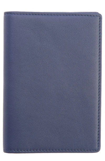 Royce New York Personalized Rfid Leather Card Case In Navy Blue- Gold Foil