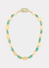 Judy Geib Gold Box Necklace With Colombian Emeralds And Peridot Clasp In Multi