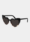 Saint Laurent Lou Lou Oversized Heart Sunglasses In Black/havana