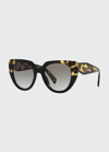 Prada Oversized Acetate Cat-eye Sunglasses In Tortoise / Black