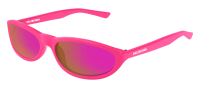 Balenciaga Bb0007s 005 Oval Sunglasses In Pink