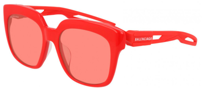 Balenciaga Bb0025sa 003 Oversized Square Sunglasses In Red