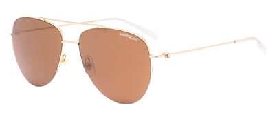 Montblanc Mb0074s 003 Aviator Sunglasses In Brown