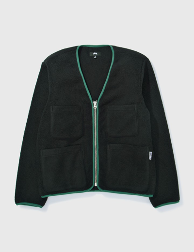 Stussy Zip-up Knitted Cardigan In Black