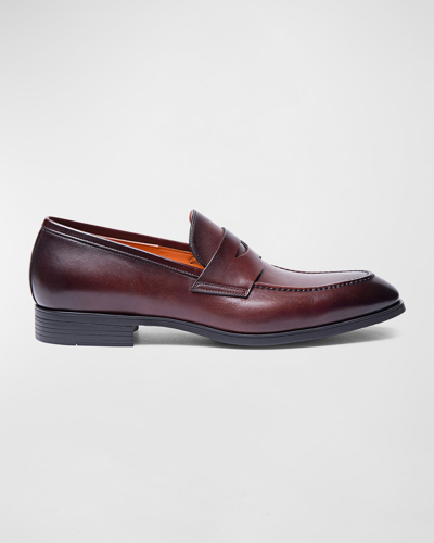 Santoni Men's Simon Leather Penny Loafers In Brown