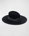 EUGENIA KIM HARLOWE WOOL FEDORA HAT W/ SHIMMERY RUCHED BAND