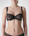 Simone Perele Singuliere Embroidered Tulle Demi Bra In Black