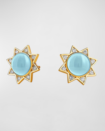 Syna Women's Cosmic 18k Yellow Gold, Blue Topaz, & 0.2 Tcw Diamond Star Stud Earrings