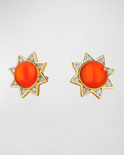 Syna Cosmic Star Orange Chalcedony Stud Earrings