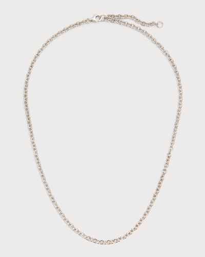Sanalitro 18k White Gold Solid Rolo Chain For Universe Pendant, 50cm