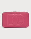 Dolce & Gabbana Dg Logo Zip Leather Clutch Bag In Glicine