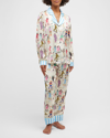 Karen Mabon Printed Satin Pajama Set In Apres Ski Cream P