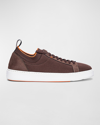 Santoni Men's Cleanic 2 Stretch-knit Low Top Sneakers In Dark Brown