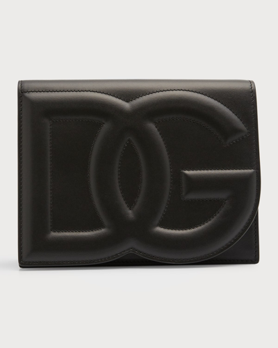 Dolce & Gabbana Dg Logo Flap Leather Shoulder Bag In Nero