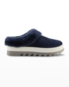 Cougar Pronya Shearling Flatform Slippers In Indigo